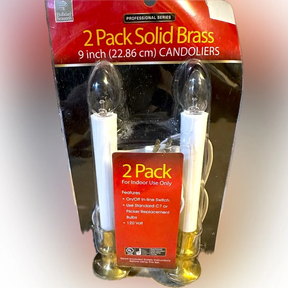 SOLID BRASS BASE 2 PACK 9” CANDOLIERS WHITE WEDDING ROMANTIC CANDLE ENGAGEMENT